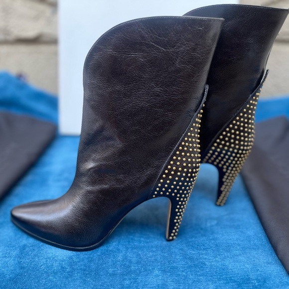 Givenchy - GV3 Mid Shaft Leather booths with Gold Studded Heel (Never Worn) - Picture 6 of 15